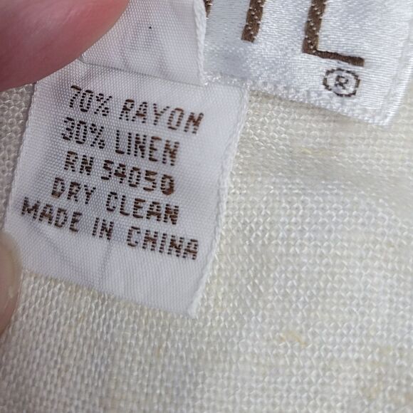 VINTAGE 80s ivory‎ windowpane plaid linen midi wrap skirt S - Picture 5 of 10